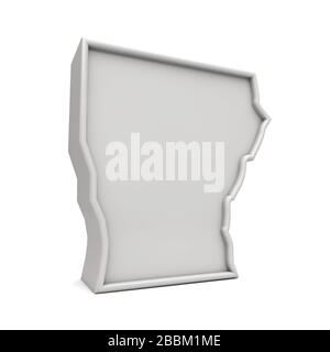 American state of Arkansas, simple 3D map in white grey. 3D Rendering Stock Photo