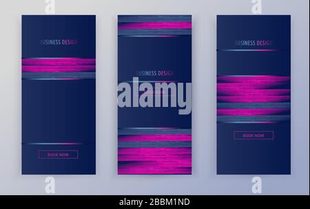 Business blue pink banners. Social Media Design. Template vector. Abstract dark background. Stock Vector
