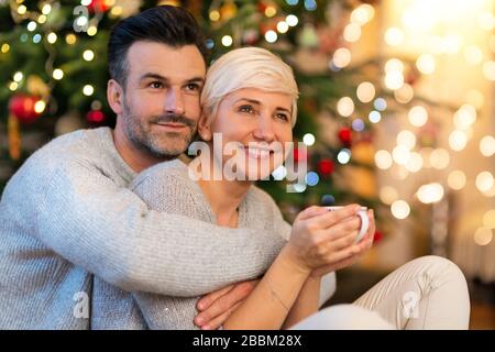 Couple together on Christmas Stock Photo