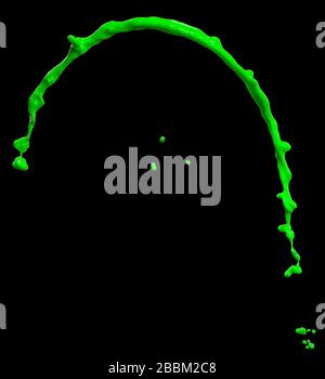splendid green paint splash isolated on black background Stock Photo