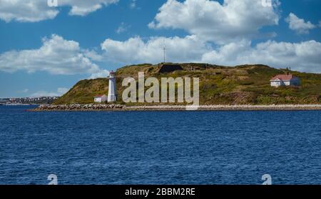 Lighthouse on Edge of Island Near Halifax Stock Photo