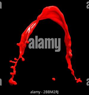 splendid red paint splash isolated on black background Stock Photo