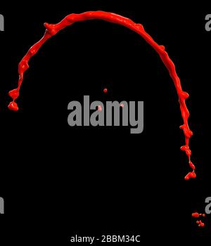 splendid red paint splash isolated on black background Stock Photo