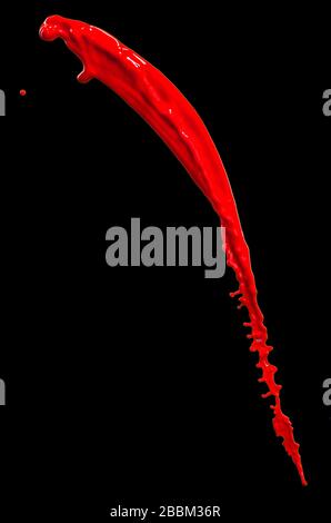 splendid red paint splash isolated on black background Stock Photo