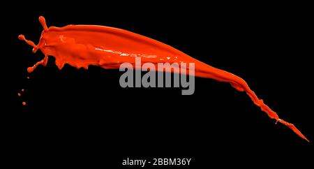 splendid red paint splash isolated on black background Stock Photo