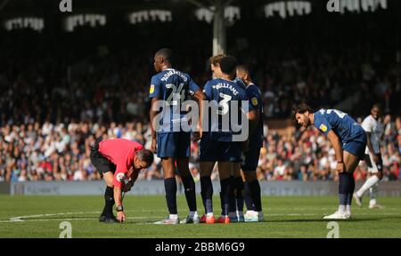 Blackburn Rover's line up following a fault for Fulham Stock Photo