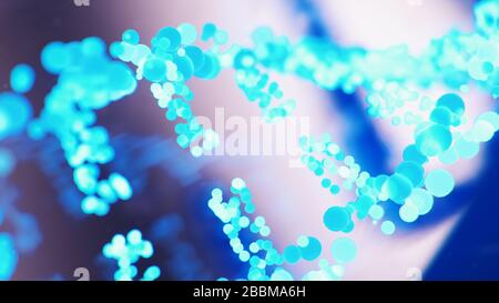 3D Illustration DNA molecule, its structure. Concept human genome. DNA molecule with modified genes. Conceptual illustration of a dna molecule inside Stock Photo