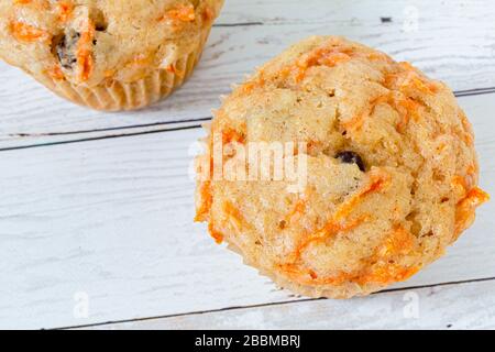 Homemade carrot raisin muffins. Stock Photo