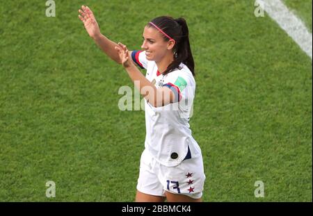 USA's Alex Morgan celebrates after the final whistle Stock Photo