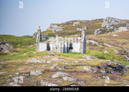 Deserted and ruined house on the Isle of Eriskay, Outer Hebrides, Scotland, UK Stock Photo