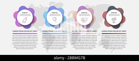 Vector template circle infographics. Business concept with 4 options and parts. Four steps for content, flowchart, timeline, levels. Abstract path ste Stock Vector