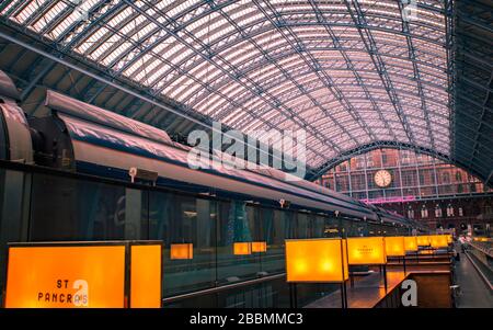 London- St Pancras International Railway Station interior. A major London railway and Eurostar terminus Stock Photo