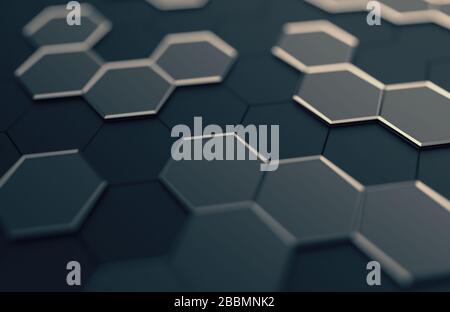 Abstract technology background with gray honeycomb structure and one ...