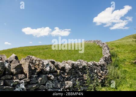 Dry stone wall in the Peak District National Park, England Stock Photo