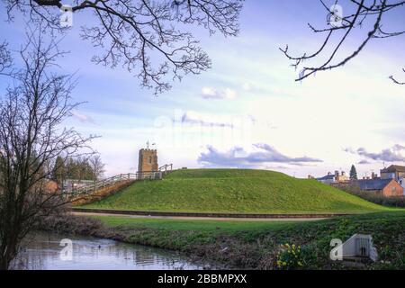 The top of Bury Mount at sunset Towcester, Northamptonshire, England Stock Photo