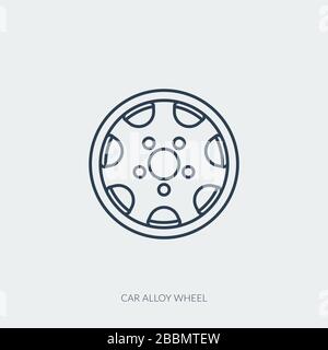 Vector outline icon of car part - alloy wheel Stock Vector