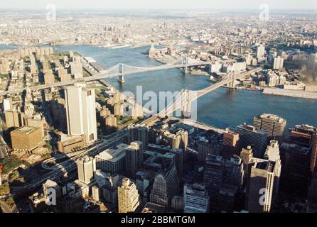 19 October 1994, US, New York City: View from the World Trade Center to New York City. Photo: Stephan Schulz/dpa-Zentralbild/ZB Stock Photo