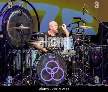 Drummer Jason Bonham, son of legendary drummer John Bonham,  performs at Ascend Amphitheater in Nashville, TN. Stock Photo