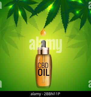 CBD oil products, cannabis oil for medical and cosmetic purposes. illustration Stock Vector