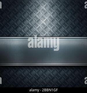 Diamond metal texture with steel plate in center Stock Photo