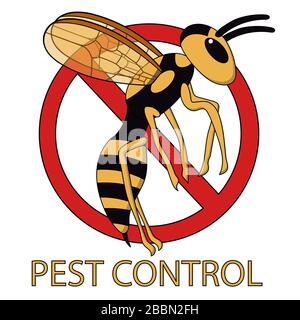 wasp - warning signs. white background isolated vector illustration Stock Vector