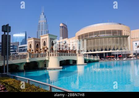The Dubai Fountain, Burj Khalifa Lake Stock Photo