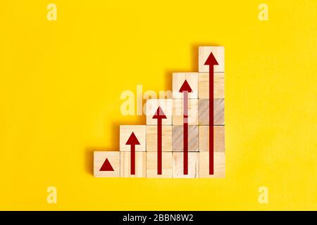 Business growth graph concept with wooden blocks Stock Photo
