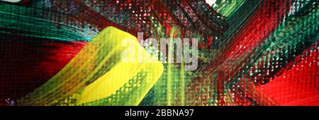 Close-up multi-colored brush strokes on canvas Stock Photo