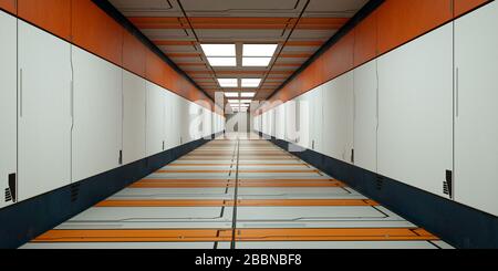 3d render. Futuristic spaceship scifi corridor architecture Stock Photo