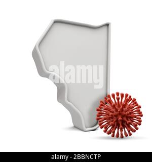 American state of Illinois with deadly coronavirus. 3D Rendering Stock Photo