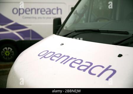 Openreach division of telecommunications company BT plc, maintains  telephone cables, ducts, cabinets and exchanges and the national broadband and tel Stock Photo