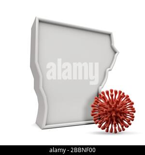 American state of Arkansas with deadly coronavirus. 3D Rendering Stock Photo