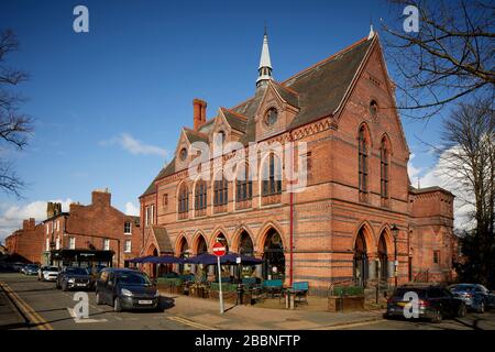 The Lost & Found restaurant Old Town Hall, Princess St, Knutsford designed by Alfred Waterhouse Grade II listed Stock Photo