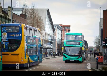 Manchester Oxford Road a stagecoach zero emission electric bus working Europes busiest bus corridor 32 ADL BYD Enviro400EV have been purchased Stock Photo