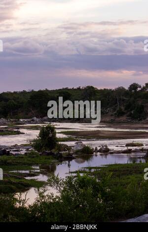 Sunset over the Olifants River in Kruger National Park Stock Photo