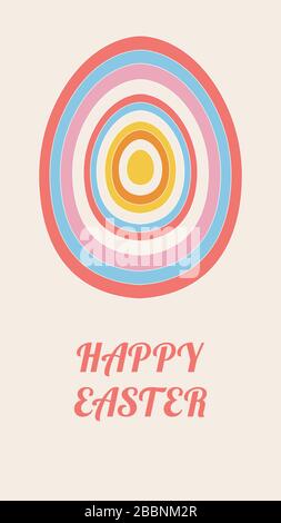 Happy Easter. Holiday greeting postcard with colorful cute egg. Postcard, card, banner, poster template. Stock illustration. Stock Vector