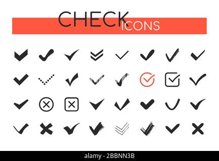 Check marks icons - set of web elements Stock Vector