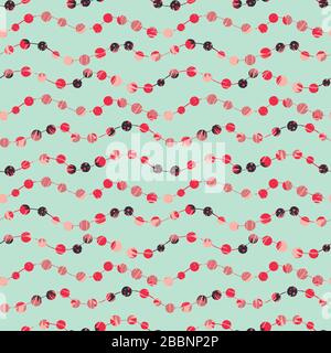 strings of red colored beads on a light blue background Stock Vector
