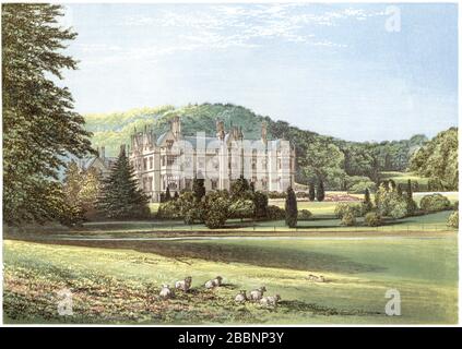A coloured illustration of Mamhead House, Devon scanned at high resolution from a book printed in 1870.  Believed copyright free. Stock Photo