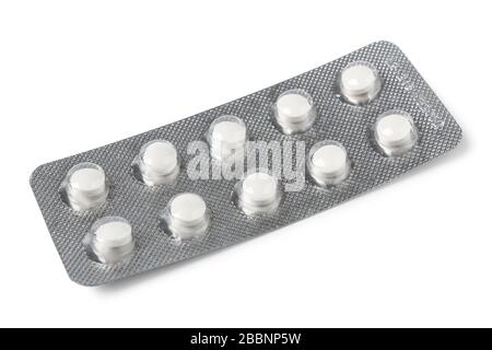 Packing with pills isolated on white background Stock Photo