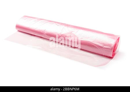 Roll of plastic bags isolated on white background Stock Photo