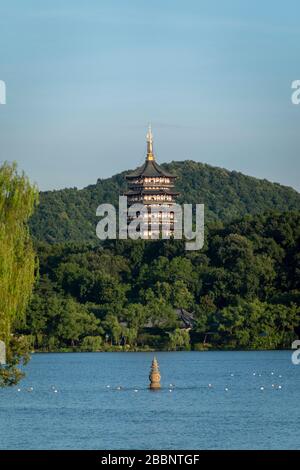 view of Leifeng Pagoda, West Lake in Hangzhou, China Stock Photo