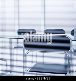 through the blinds. conference room before a business meeting Stock Photo