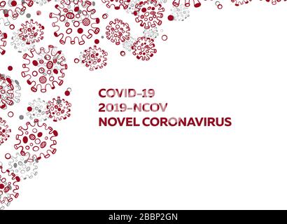 Red coronavirus virus cells banner. Coronavirus infections background.  Design on white color background. Vector illustration and banner, media Stock Vector