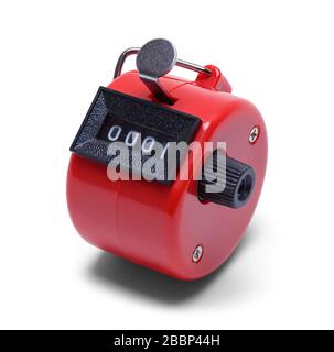 Red Tally Counter Isolated on White Background. Stock Photo