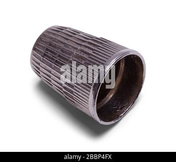 Tipped Metal Thimble Isolated on White Background. Stock Photo