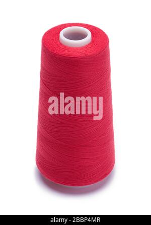Large Red Thread Spool Isolated on White. Stock Photo
