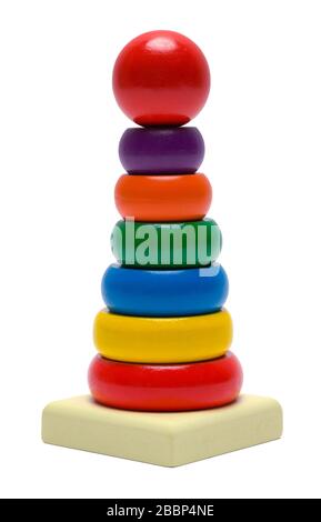 Wood Toy Rings Isolated on a White Background. Stock Photo