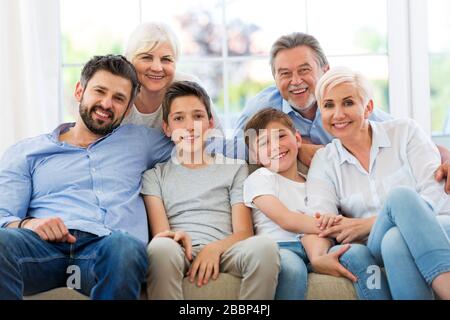 Family of three generations having fun together Stock Photo