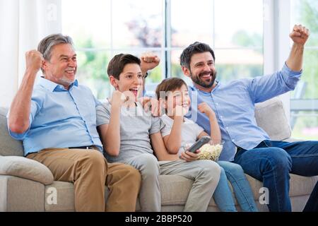 Family of three generations having fun together Stock Photo